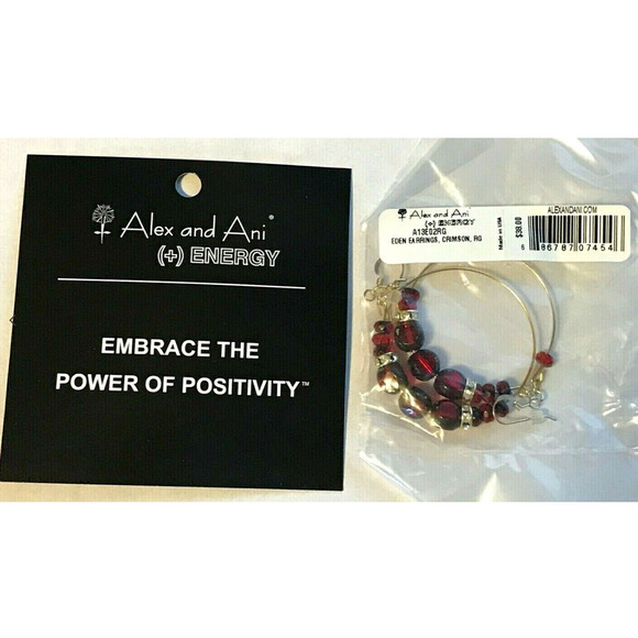 Alex and Ani (+) Energy EDEN Hoop Earrings - Rare - Crimson Gold Tone - $38 - Picture 2 of 4